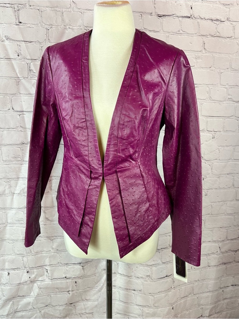 NWT Hal Rubenstein Textured leather Blazer jacket inventive layering lux edge